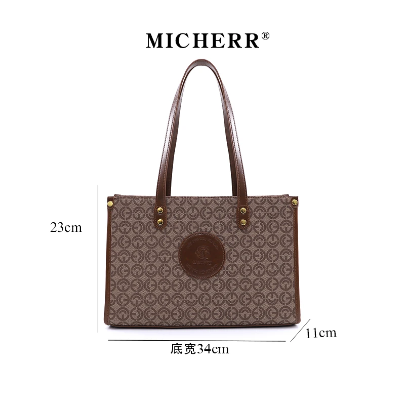 新款通勤休闲百搭单肩大容量女托特包509666咖啡色