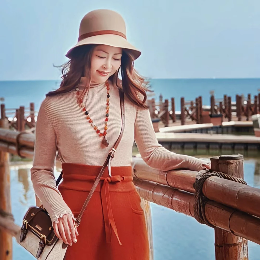 董艺推荐麦田高领流苏打底衫~秋冬新款韩版修身显瘦