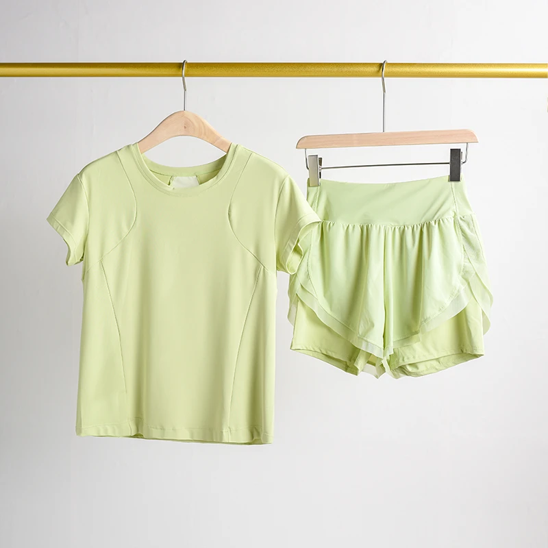 跑步套装女夏天健身服运动网红速干显瘦透气户外晨跑步宽松瑜伽服