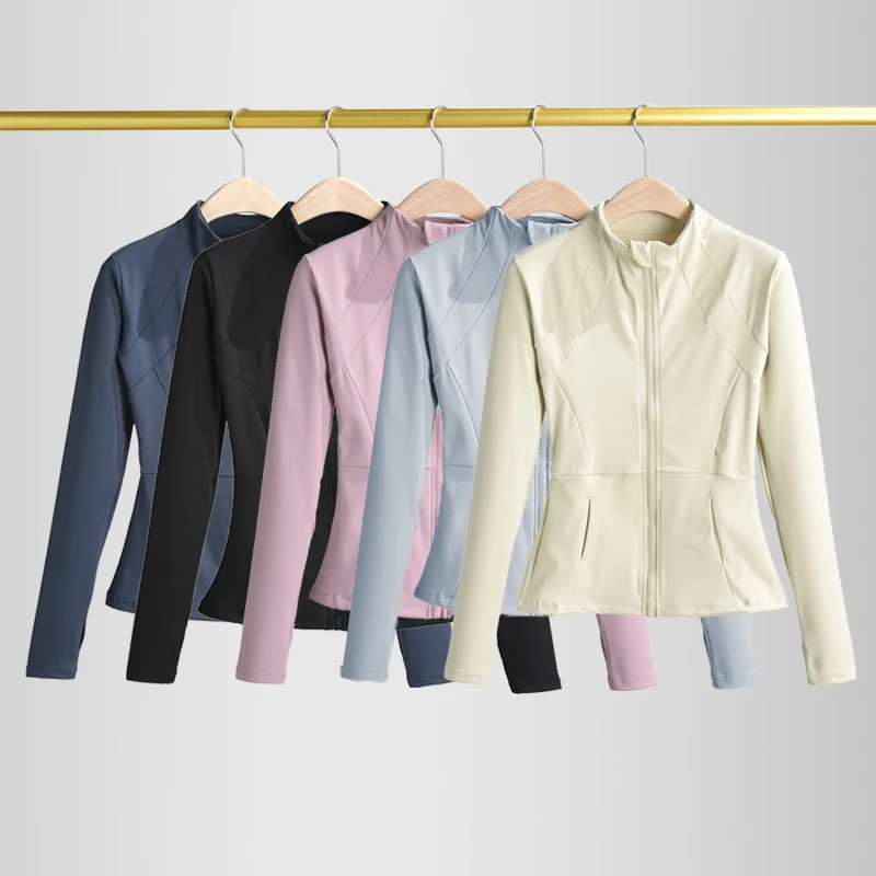 夏季防晒衣外套瑜伽服女拉链上衣修身显瘦高端跑步运动健身套装新