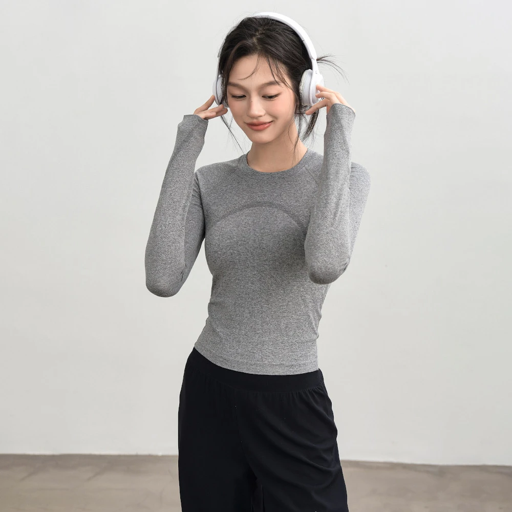 瑜伽服长袖女修身速干透气运动上衣T恤跑步训练普拉提骑行健身衣