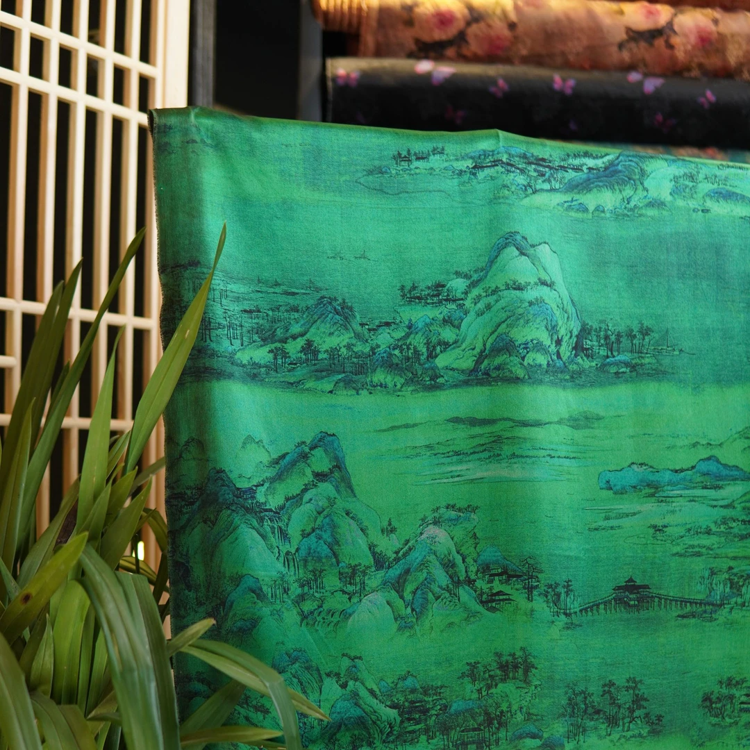 【墨绿江山】古法重缎香云纱100桑蚕丝50姆米110门幅高端丝绸面料
