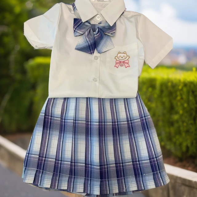 女童JK套装少女洋气春夏学院风百褶儿童长袖夏季大童日系格裙