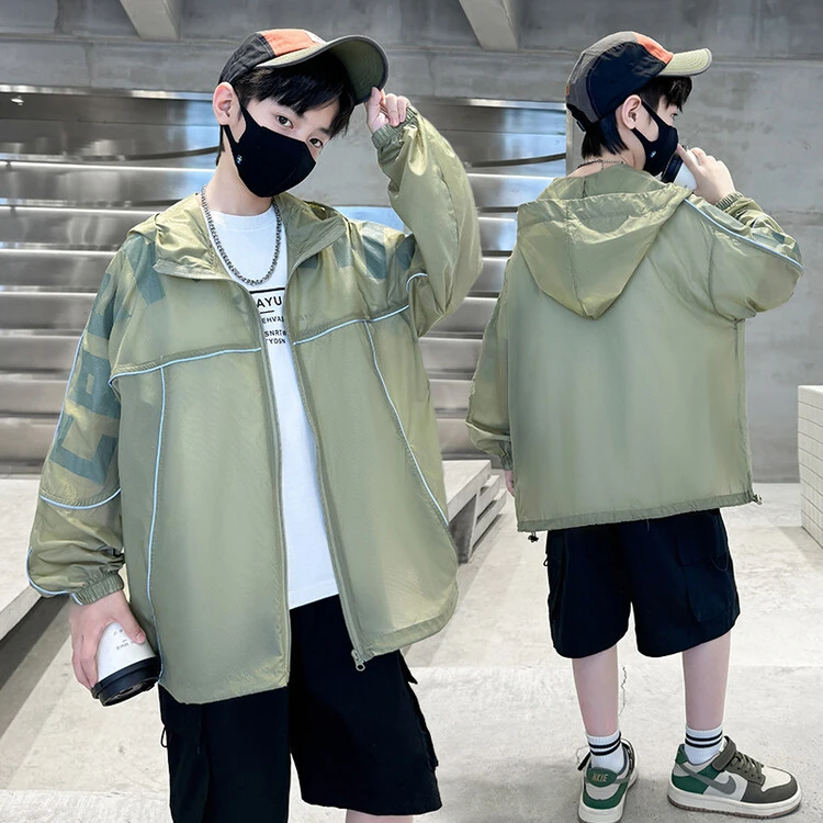 男童夏季装防晒衣外套2024新款中大儿童男孩空调防晒服薄款连帽潮