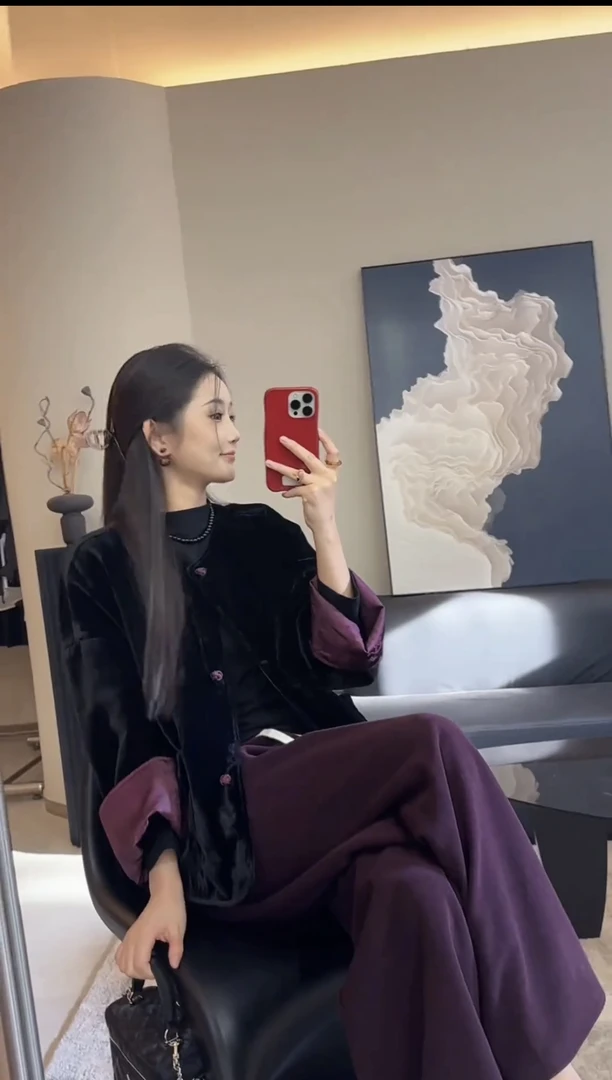 新中式国风立领两面穿加绒外套高级感洋气松弛感秋冬双面穿上衣