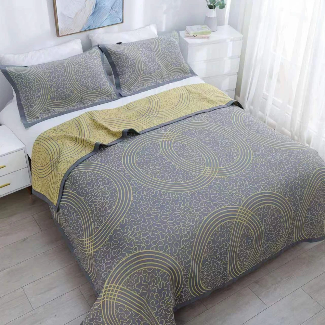 【新品爆款 时光 220*240】亚麻细纱多功能铺盖毯双面细纱床盖