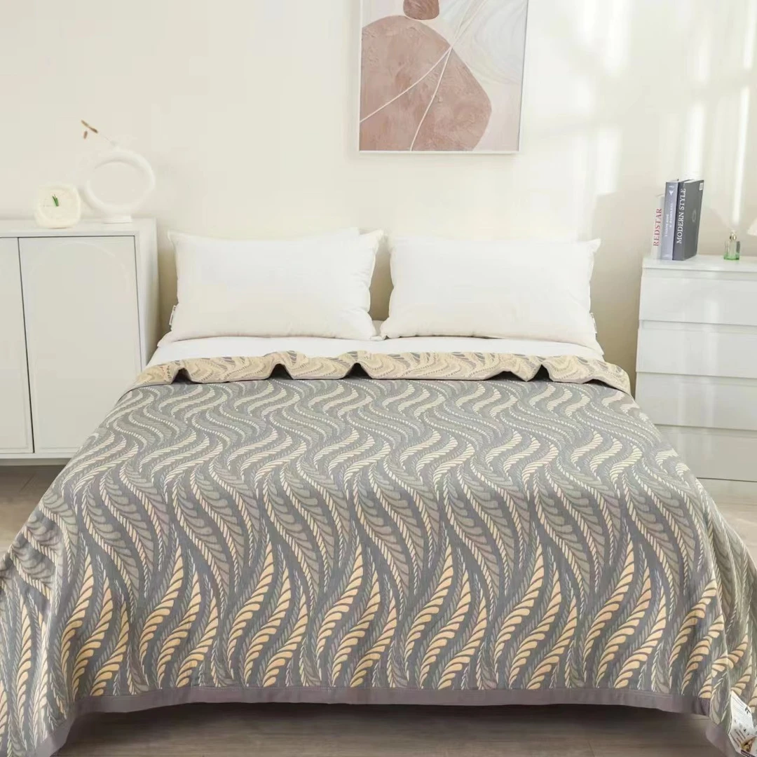 【新款 麦浪 210*240】埃及棉 细纱 多功能铺盖毯双面细纱天丝