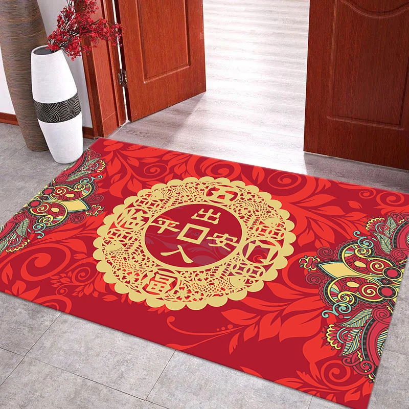 五福临门80*120cm入户门垫家用喜庆防滑门厅玄关吸水卫生间厨房垫