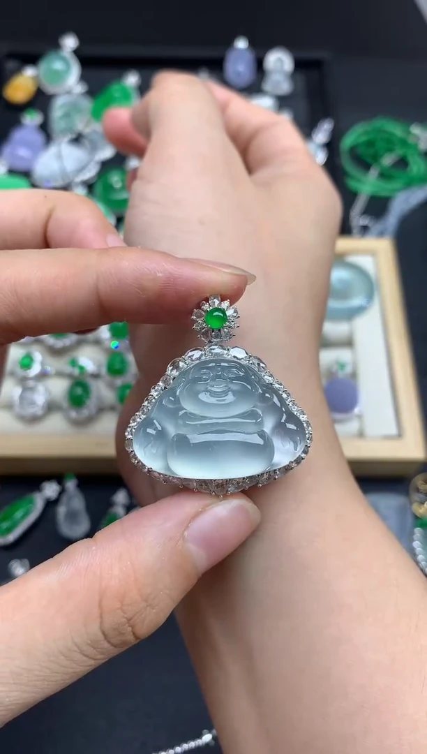 【闪购商品】翡翠吊坠(不含链)18K金镶嵌75号佛公Z4   67800