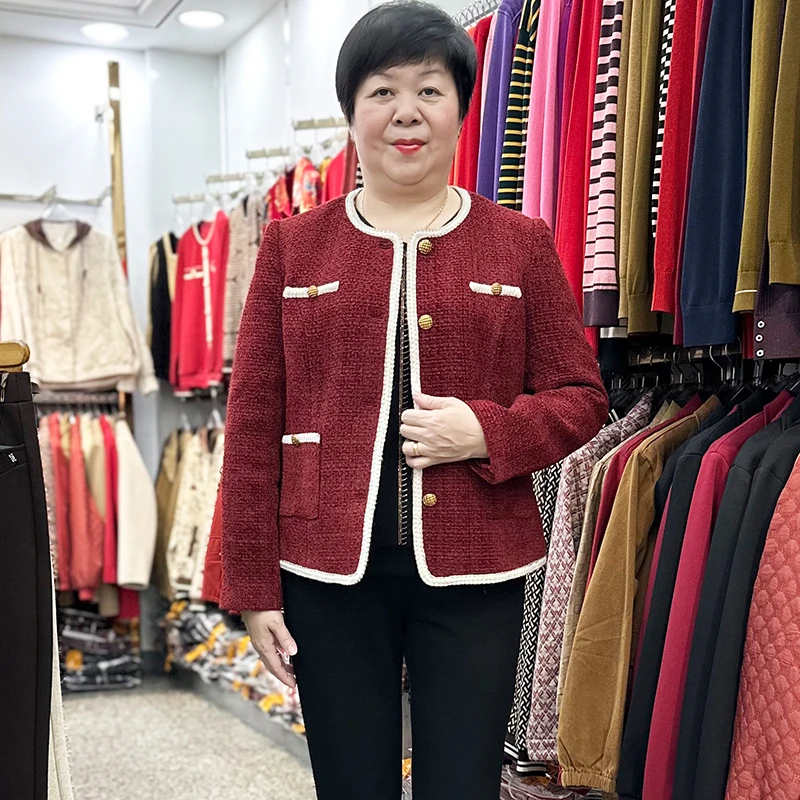 24年时尚妈妈秋冬装小香风外套短款女装中老年人春秋季洋气上衣厚