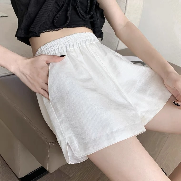 时尚外穿高腰大码运动短裤女夏休闲宽松紧腰a字阔腿裤女热裤 1068