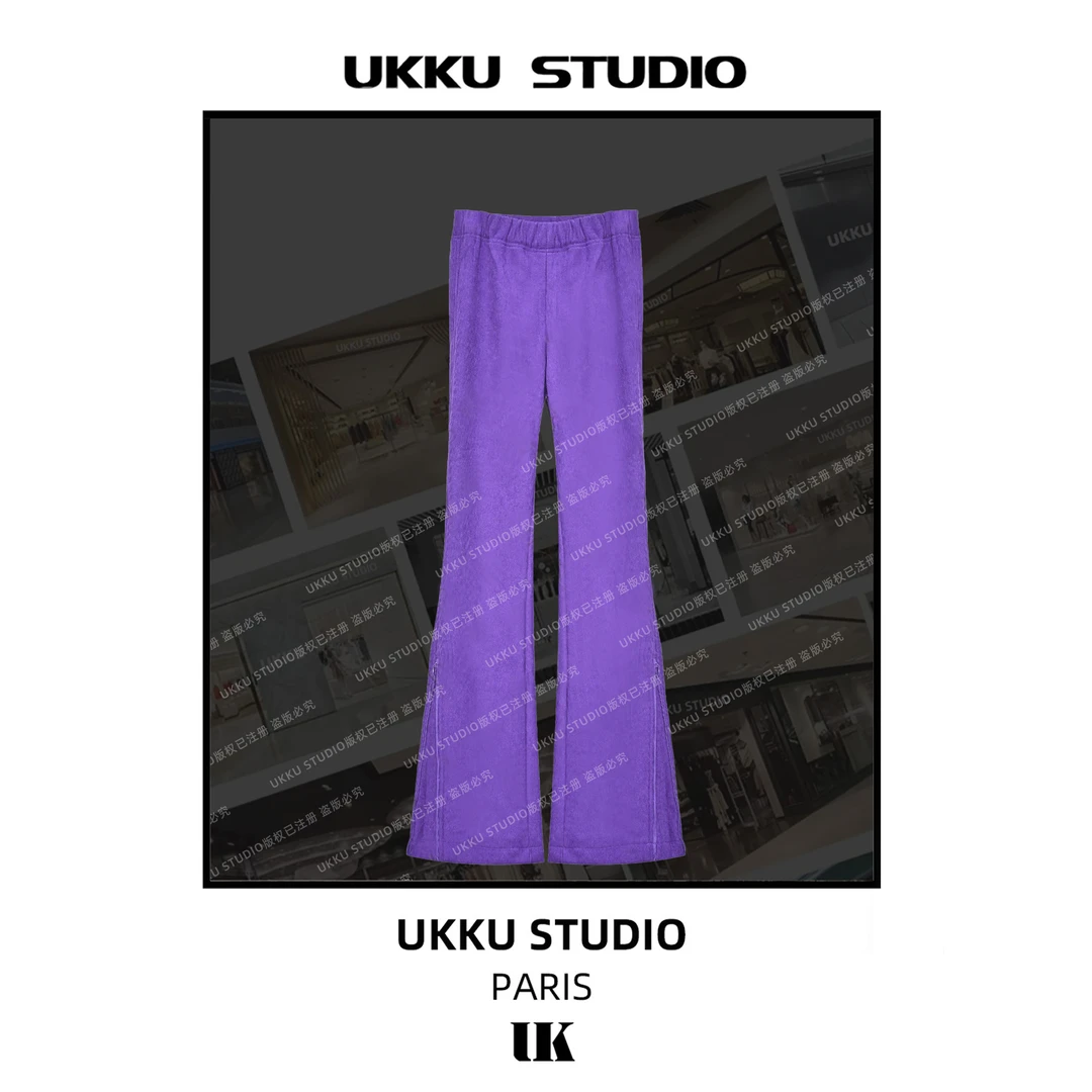尧尧【UKKUSTUDIO】秋冬直筒微喇裤设计潮流松紧腰加绒长裤211600