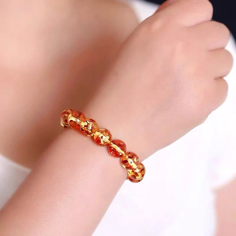 天然琥珀花珀单圈手串12mm带证书礼盒 SL1065