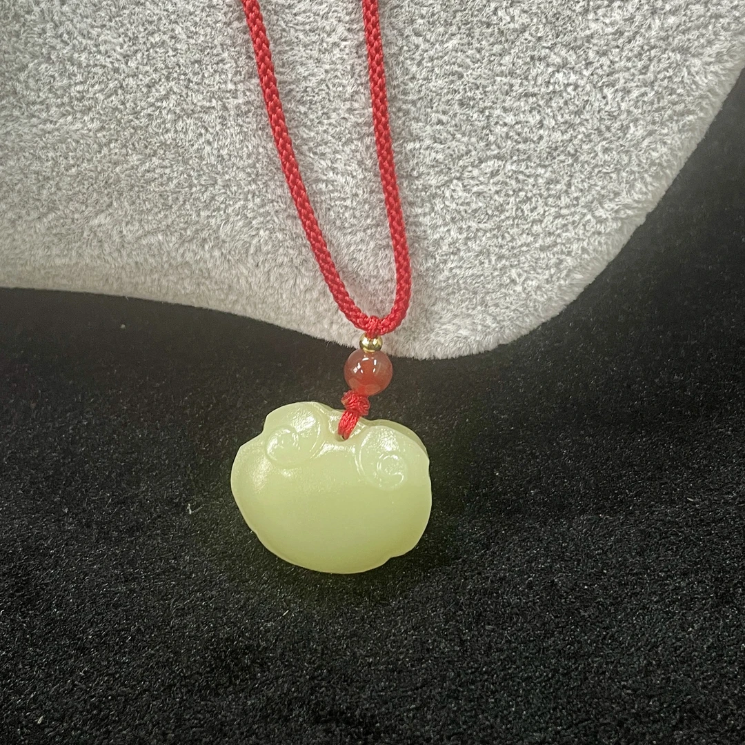 和田玉宝宝锁吊坠（带绳）如意挂件 DZ5090