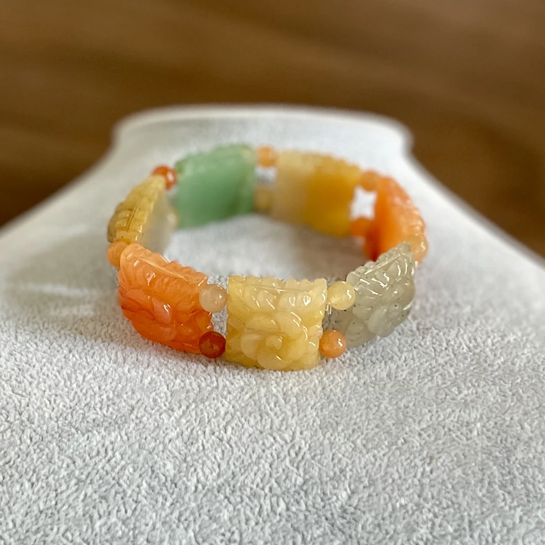 天然金丝玉手串花开富贵手牌带证书礼盒（多样性发货） SL1039