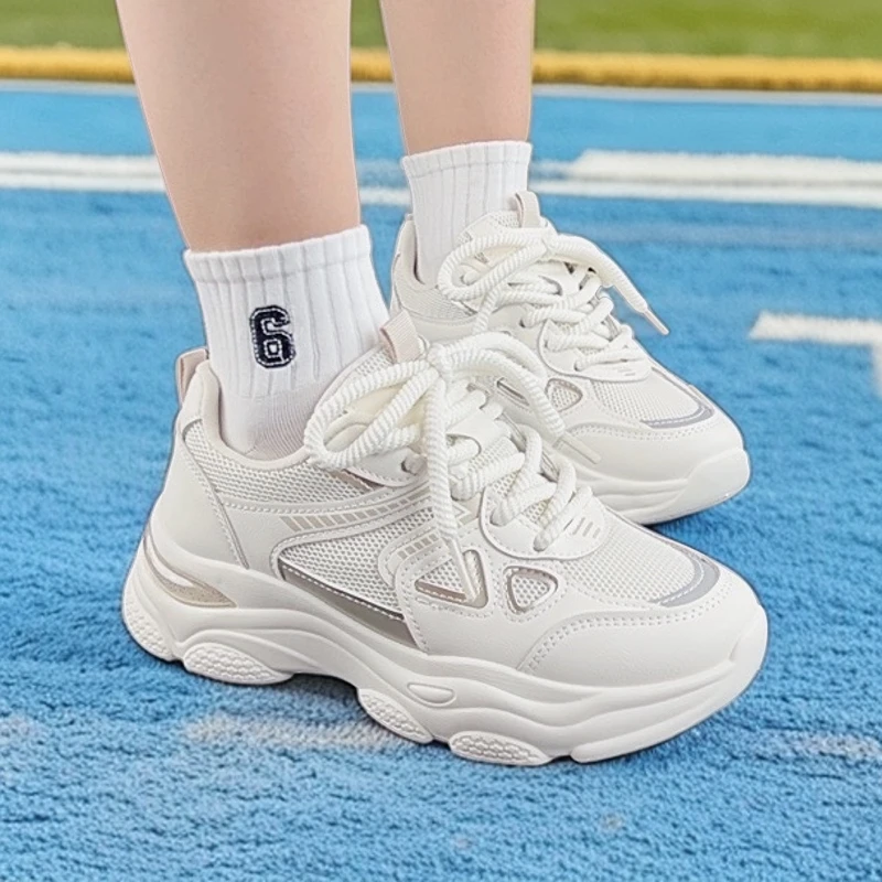 厚底老爹鞋女2024秋季新款透气百搭轻便女鞋休闲跑步运动鞋