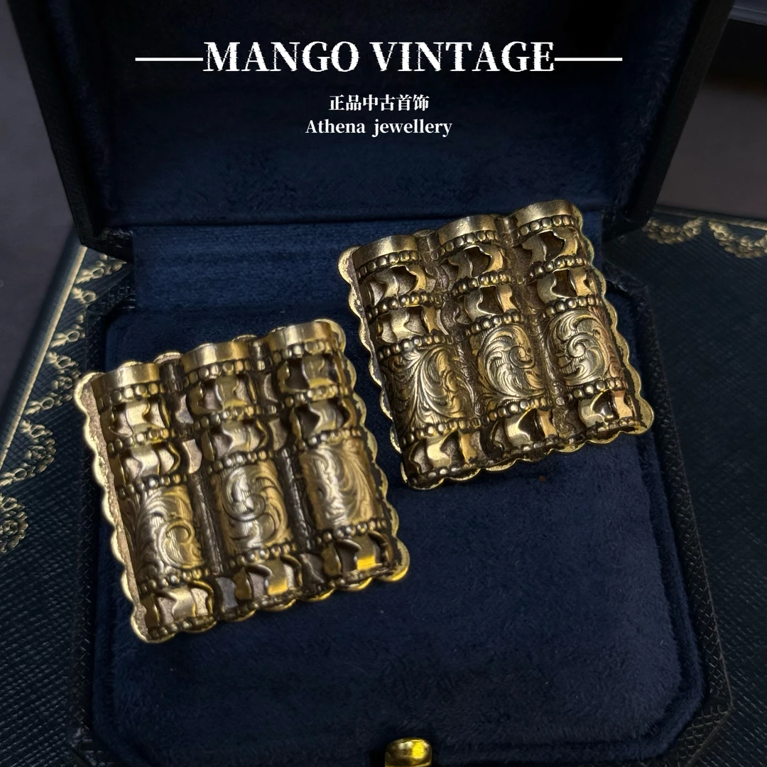 铜合金耳饰 方耳环镶嵌时尚【正品中古】