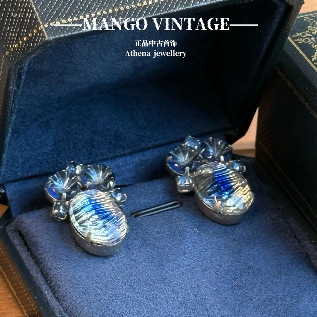 铜合金耳饰 气质时尚轻奢复古蓝色耳夹【正品中古】1