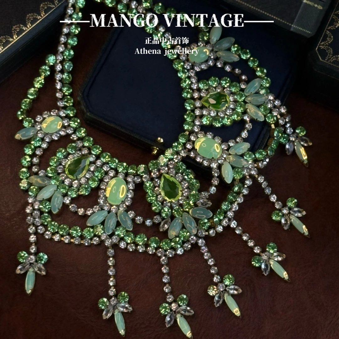 铜合金项链 50年代捷克绿色气质宫廷风时尚元素项链【正品中古】1