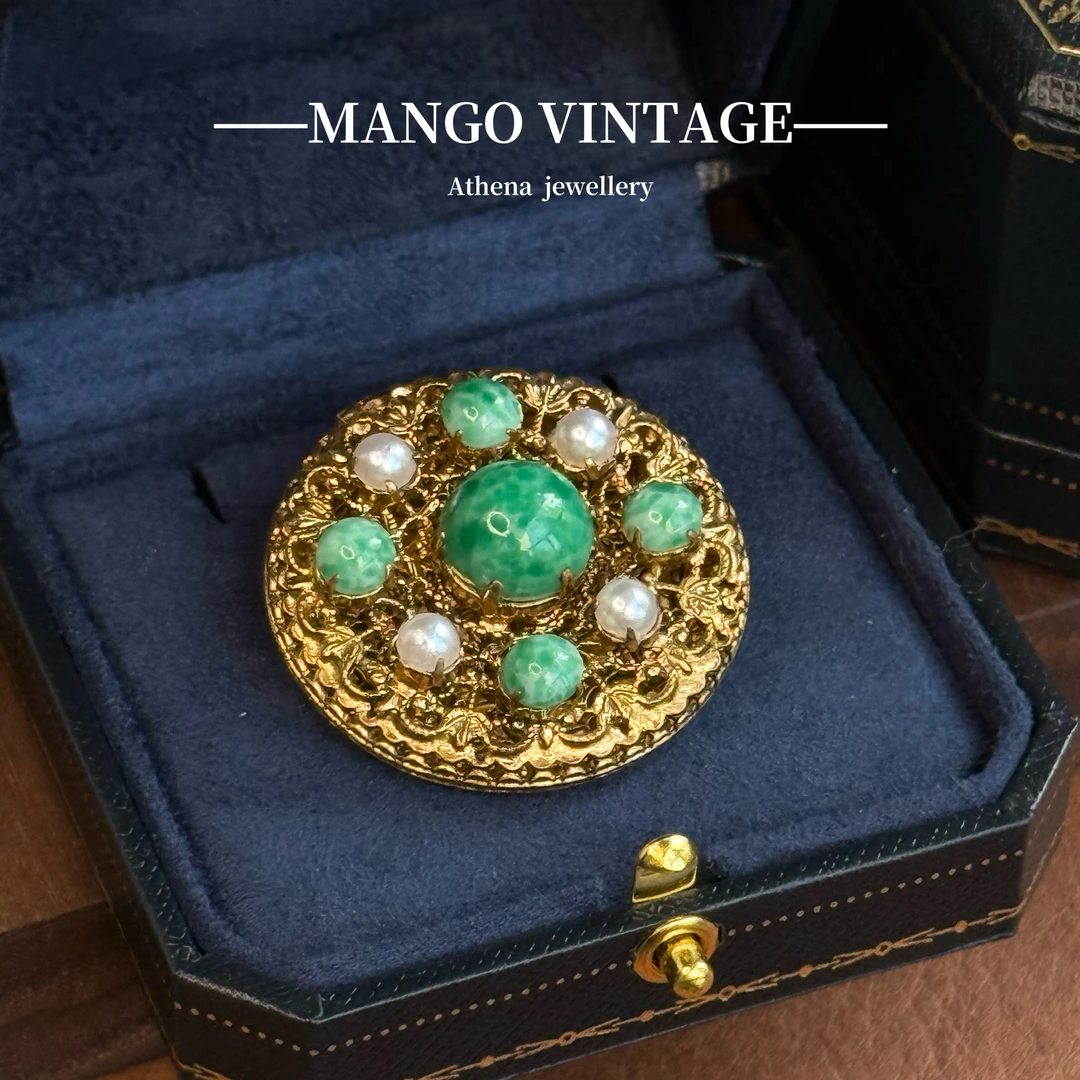 铜合金胸针 绿精致胸针套镶嵌时尚[正品中古]