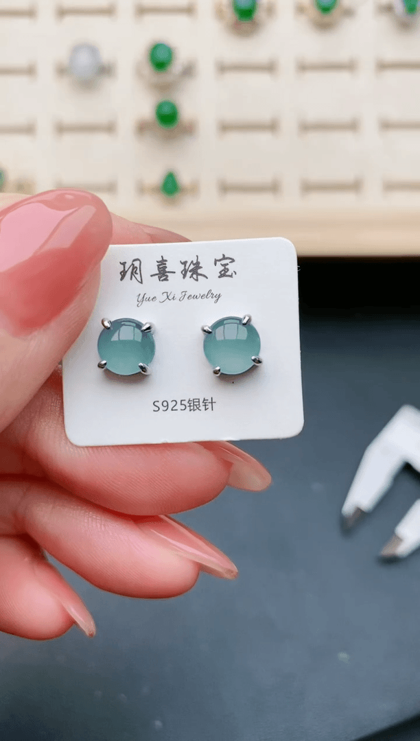 【闪购商品】翡翠耳饰银S925镶嵌05800