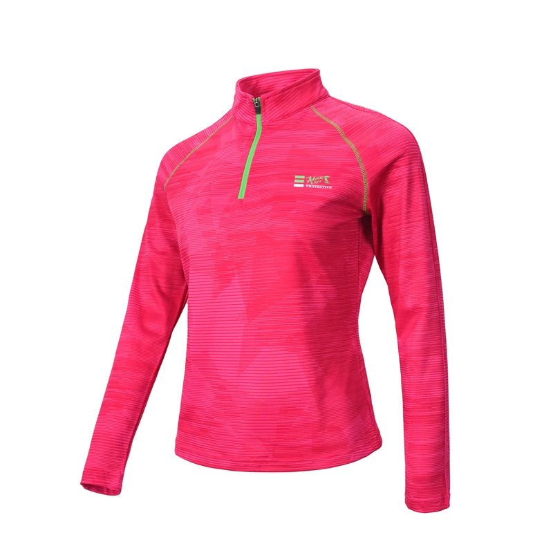 女士户外运动健身弹力快干T恤徒步登山出游立领修身长袖T恤女款