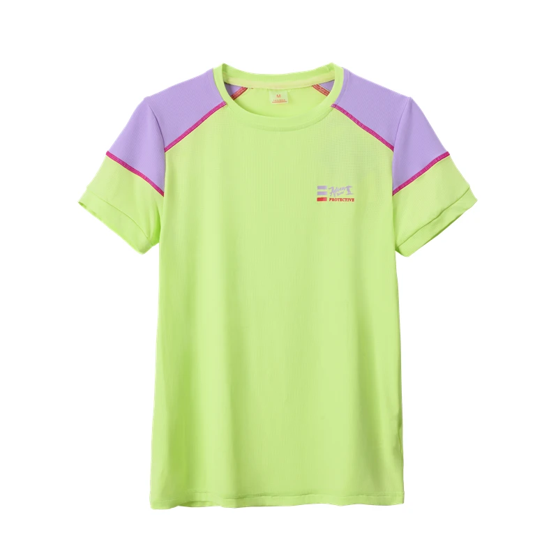 女款夏季户外运动圆领速干短袖T恤弹力透气拼色百搭半袖快干衣