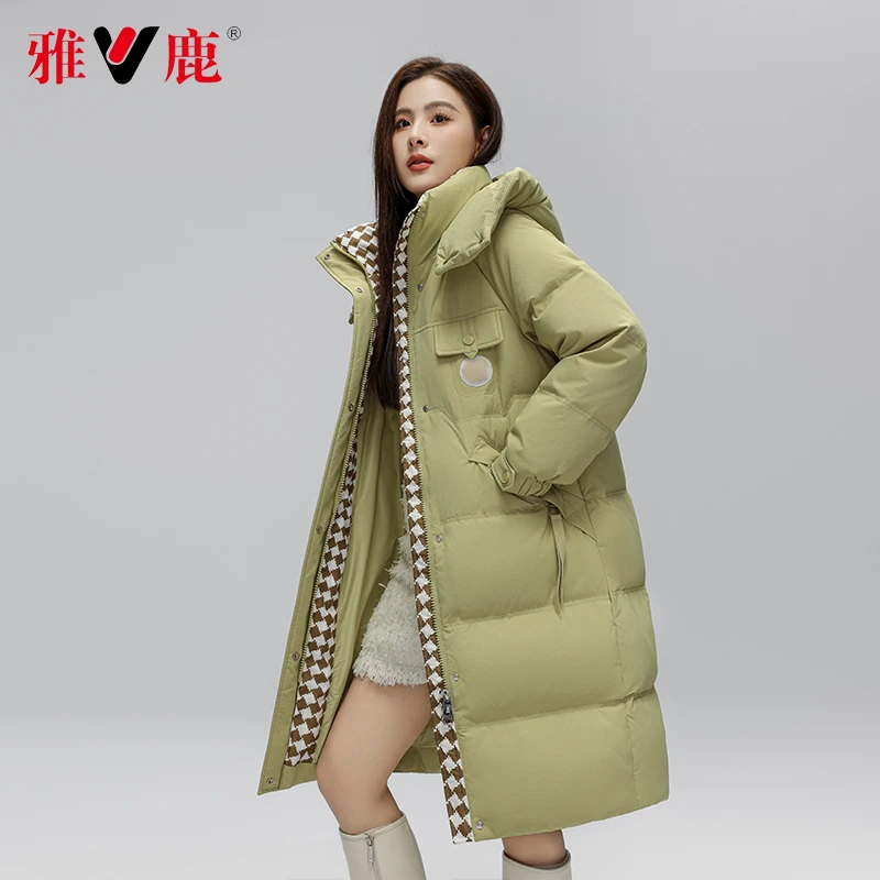 【雅鹿柏乐】女士冬季新款羽绒服女中长款过膝大码宽松加厚保暖外套