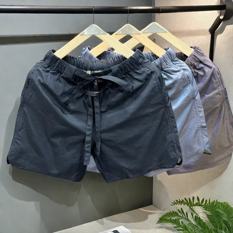 短裤男士休闲复古潮牌工装裤痞帅潮男冰丝网红宽松原宿风四分裤子