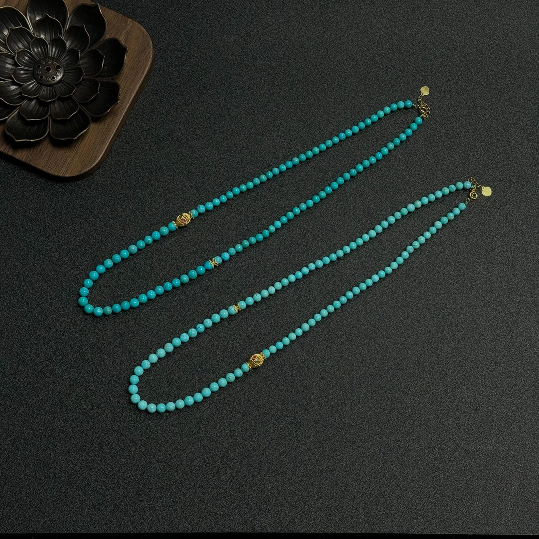 【厚爱公主专享】18K金绿松石圆珠项链LSWG-70（多样性发一）