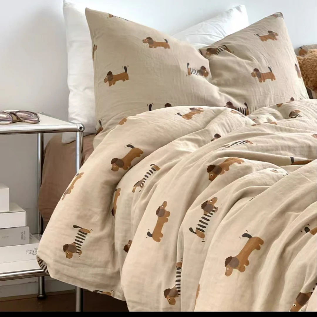 （多尺寸被罩）卡通小狗单人双人床大被套