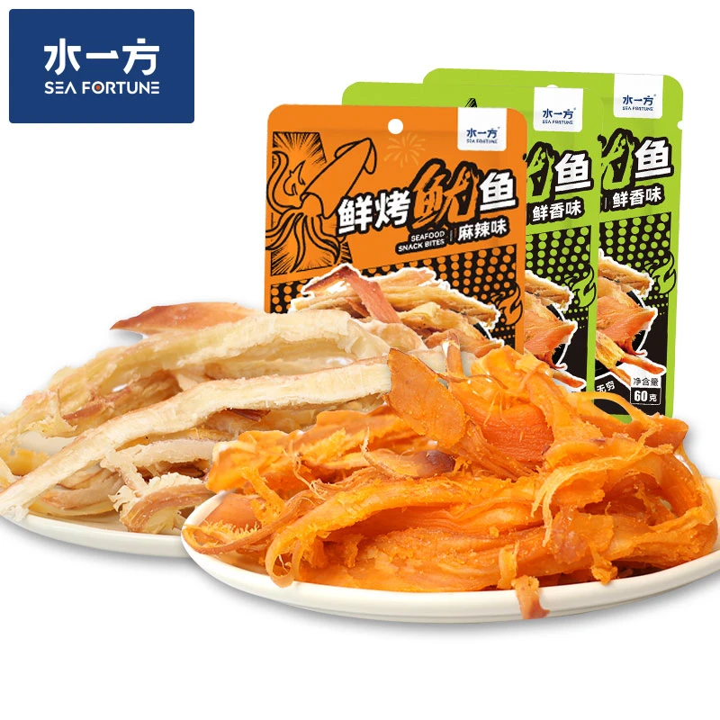 水一方鲜烤鱿鱼丝肉干熟食即食海鲜休闲零食手撕炭烤鱿鱼条