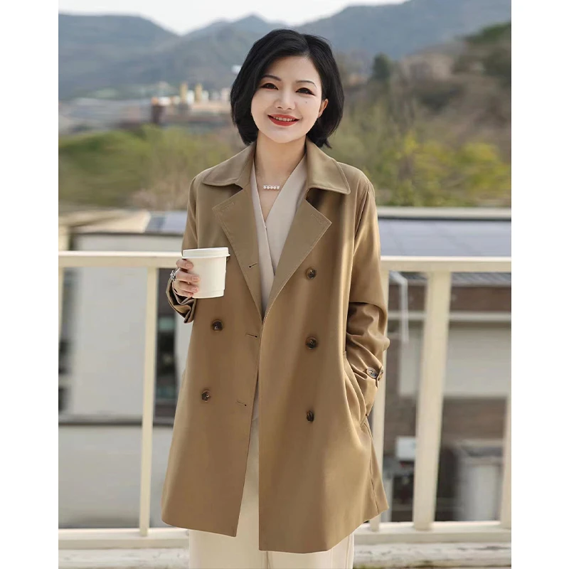枫竺高端女装阿楠anan 天空之城 双排扣短款风衣英伦风系带外套春
