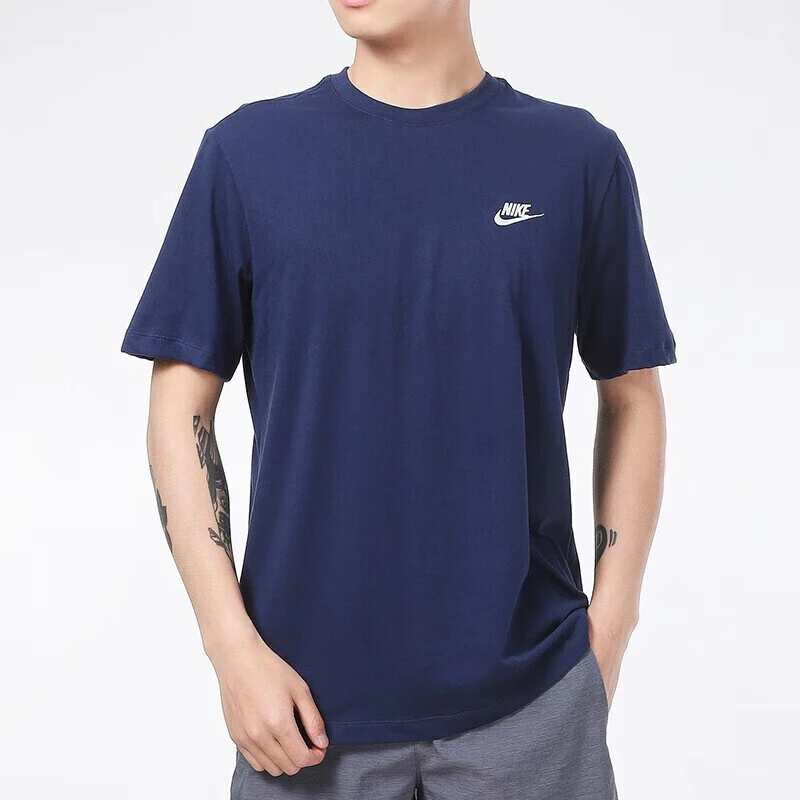 NIKE/耐克短袖男士 新款运动服装健身衣纯色棉半袖透气圆领T恤