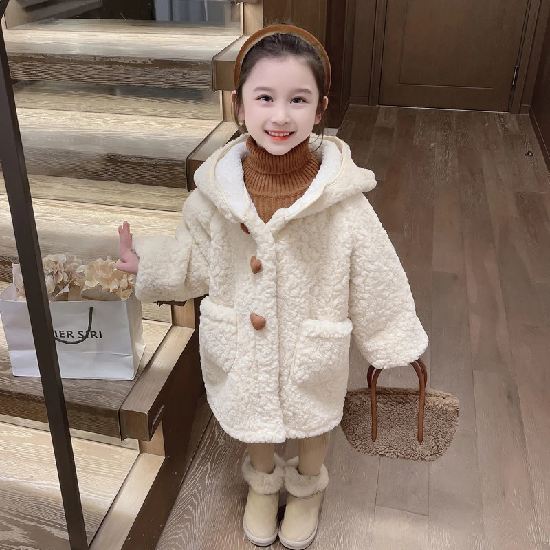 2024新款女童冬季加厚中长款加绒韩版外套女宝宝时尚洋气保暖衣服