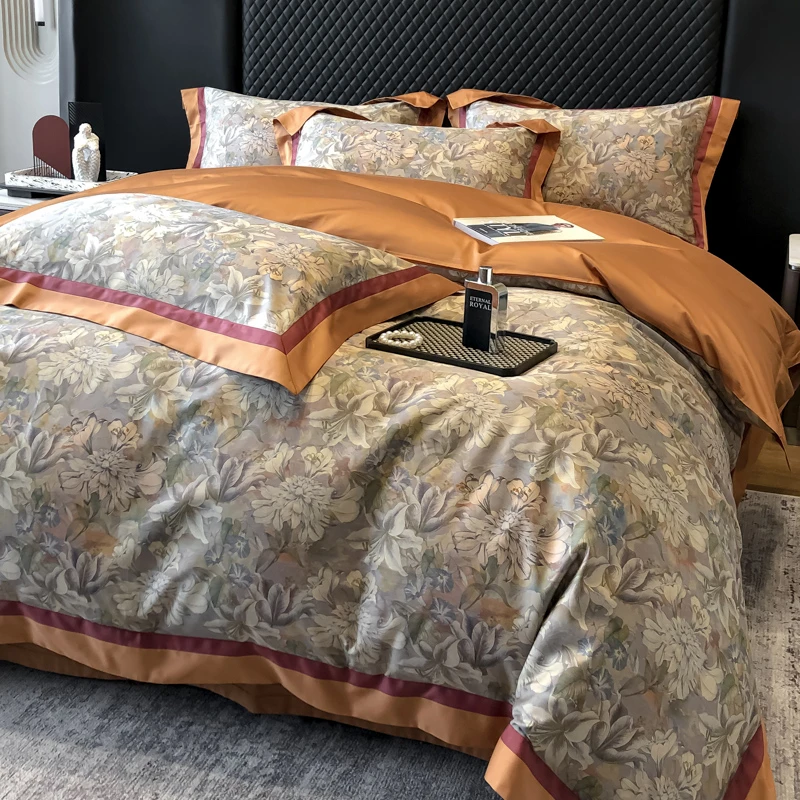 【懒猫猫家纺】炫彩高端定制时尚全棉匹马棉数码印花床上用品四件套