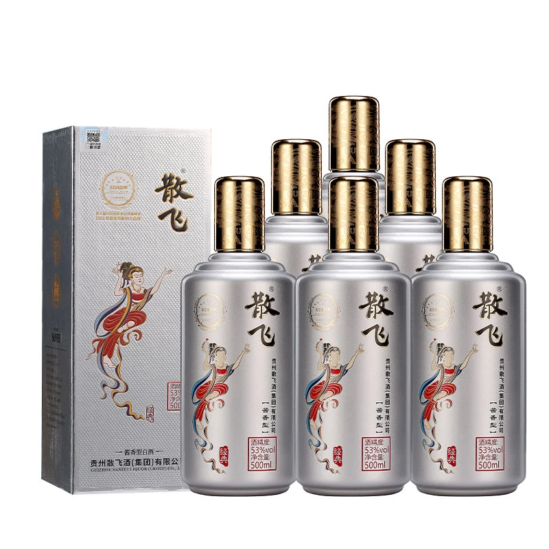 散飞经典藏酱香型白酒6瓶装坤沙酒53度500ml