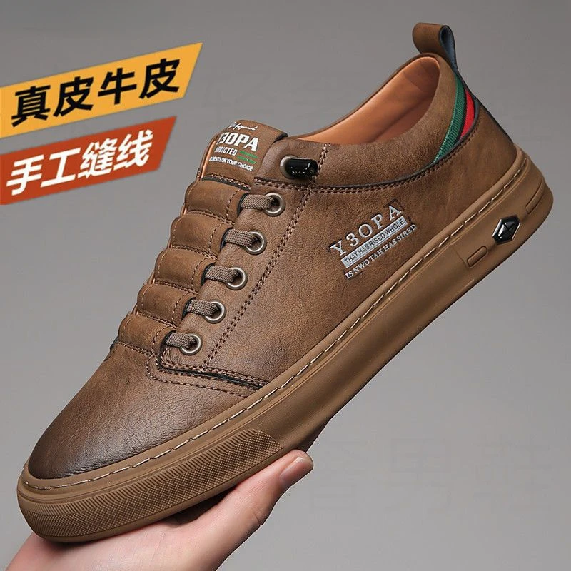 蜻蜓牌2025夏季爆款男士小白鞋真皮板鞋透气防臭上班工作休闲男鞋