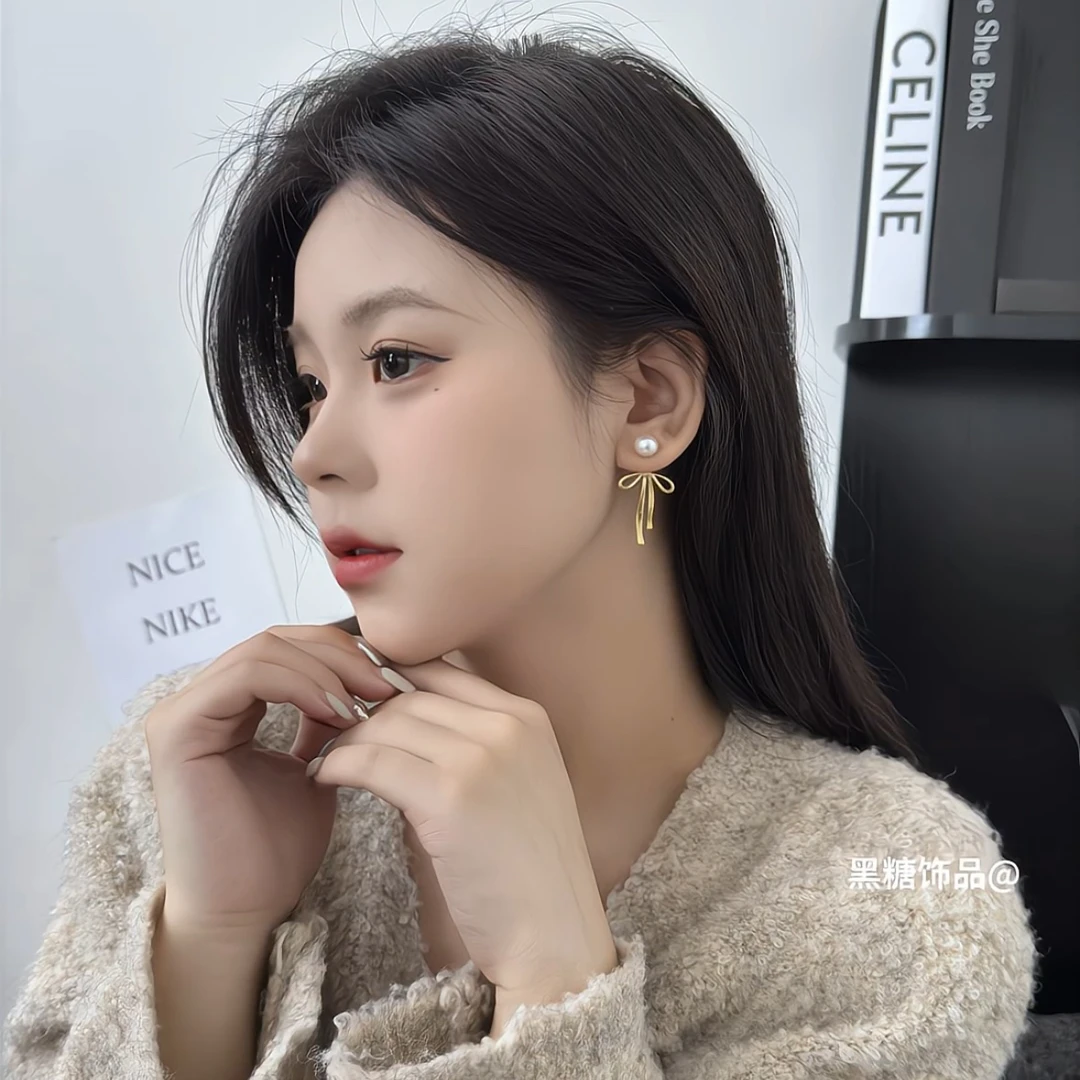 秋冬新品小众设计感蝴蝶结耳环E1165