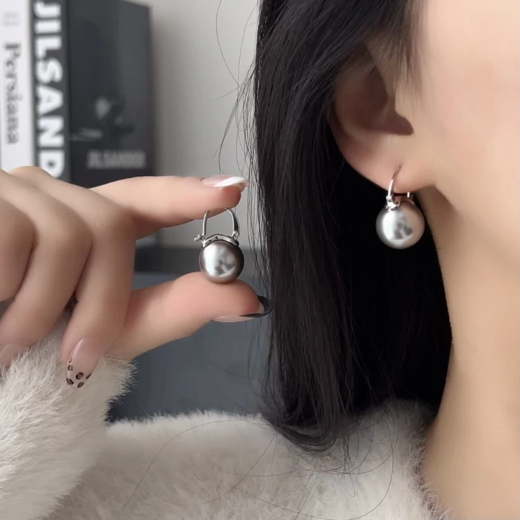 黑糖饰品  复古百搭简约珠珠气质高级感耳环E1287