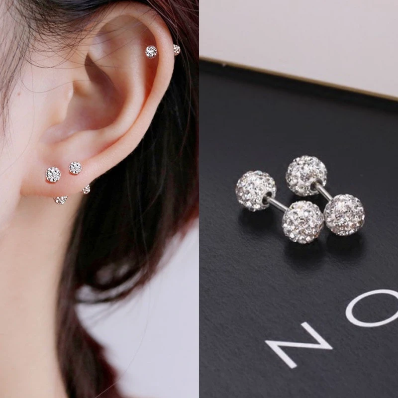 黑糖【耳饰】 爆闪迷你双头耳骨钉百搭简约耳钉E036