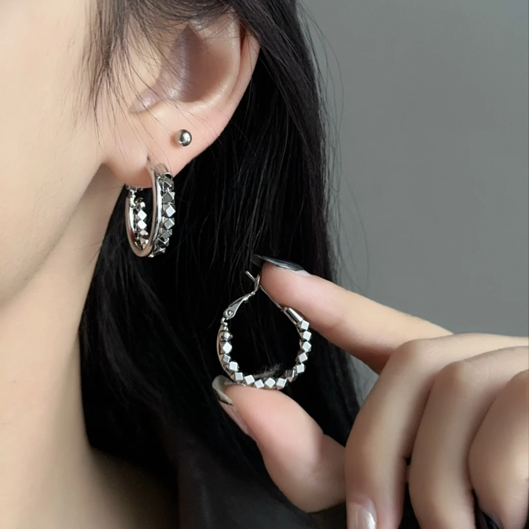 黑糖【耳饰】  时尚简约百搭碎银块气质耳环E1325