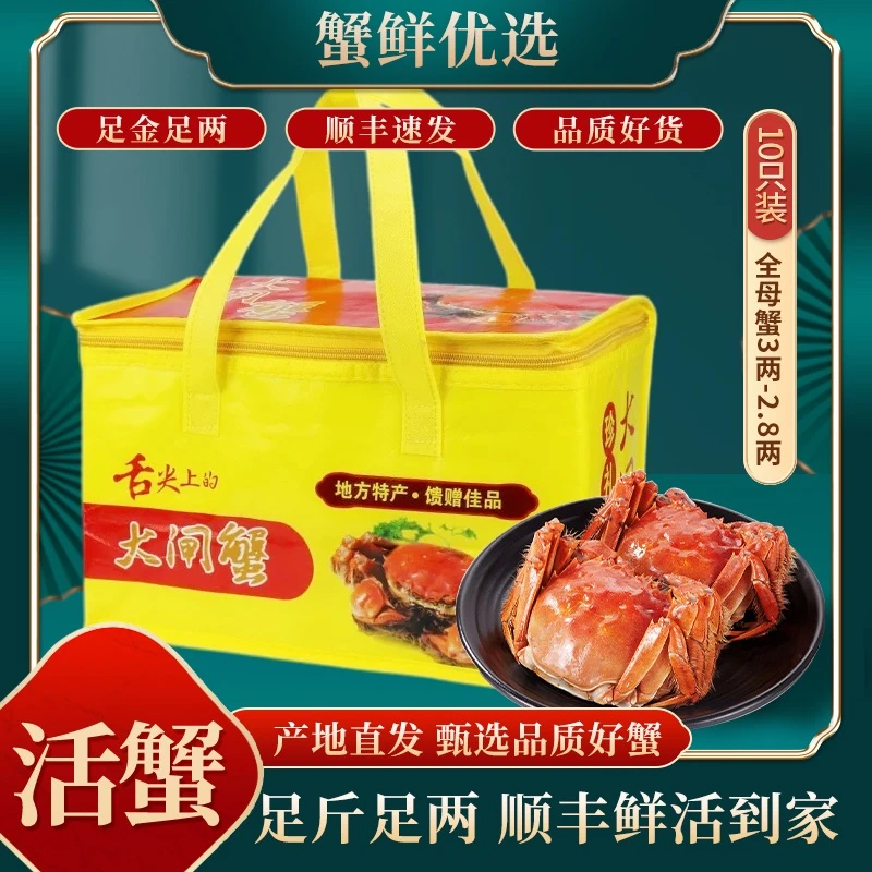 活蟹全母大闸蟹3-2.7两全母螃蟹8-10只京东冷链包邮