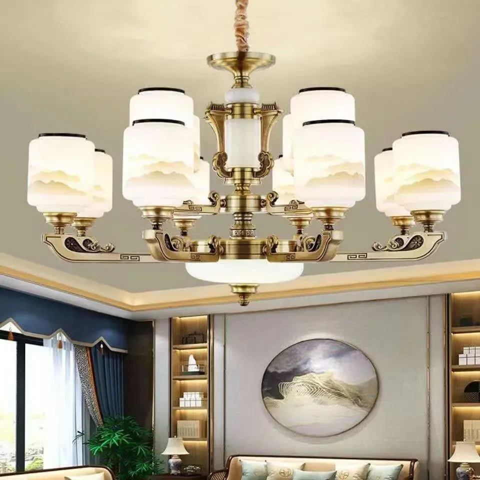 新中式吊灯客厅吊灯轻奢大气餐厅酒店家用复古现代简约别墅新款
