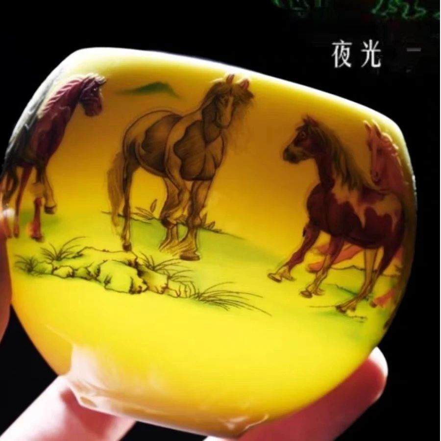 【马到成功】黄龙蛋杯夜光主人杯高端茶器
