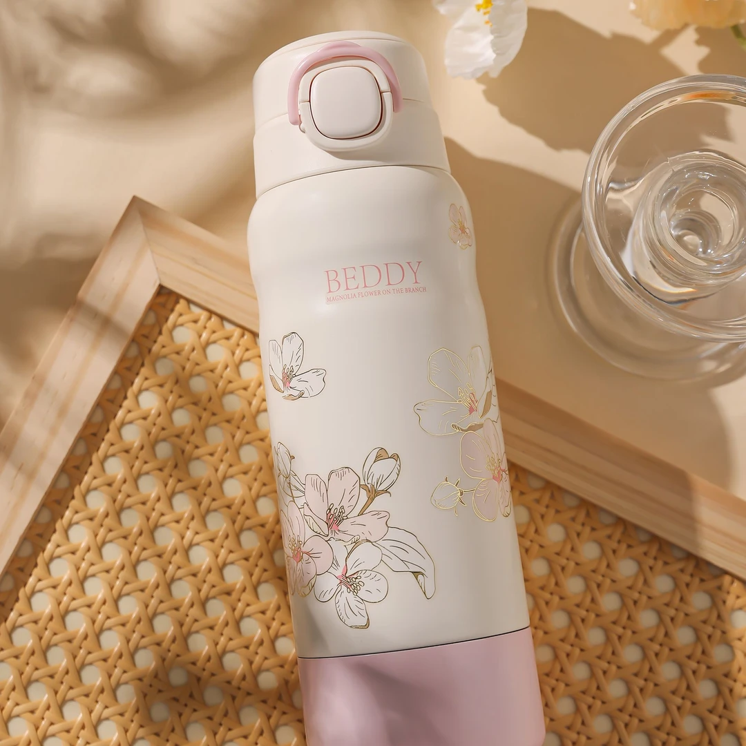 杯具熊530ml镜面吸管直饮茶盖三用保温杯可爱创意儿童水杯多饮