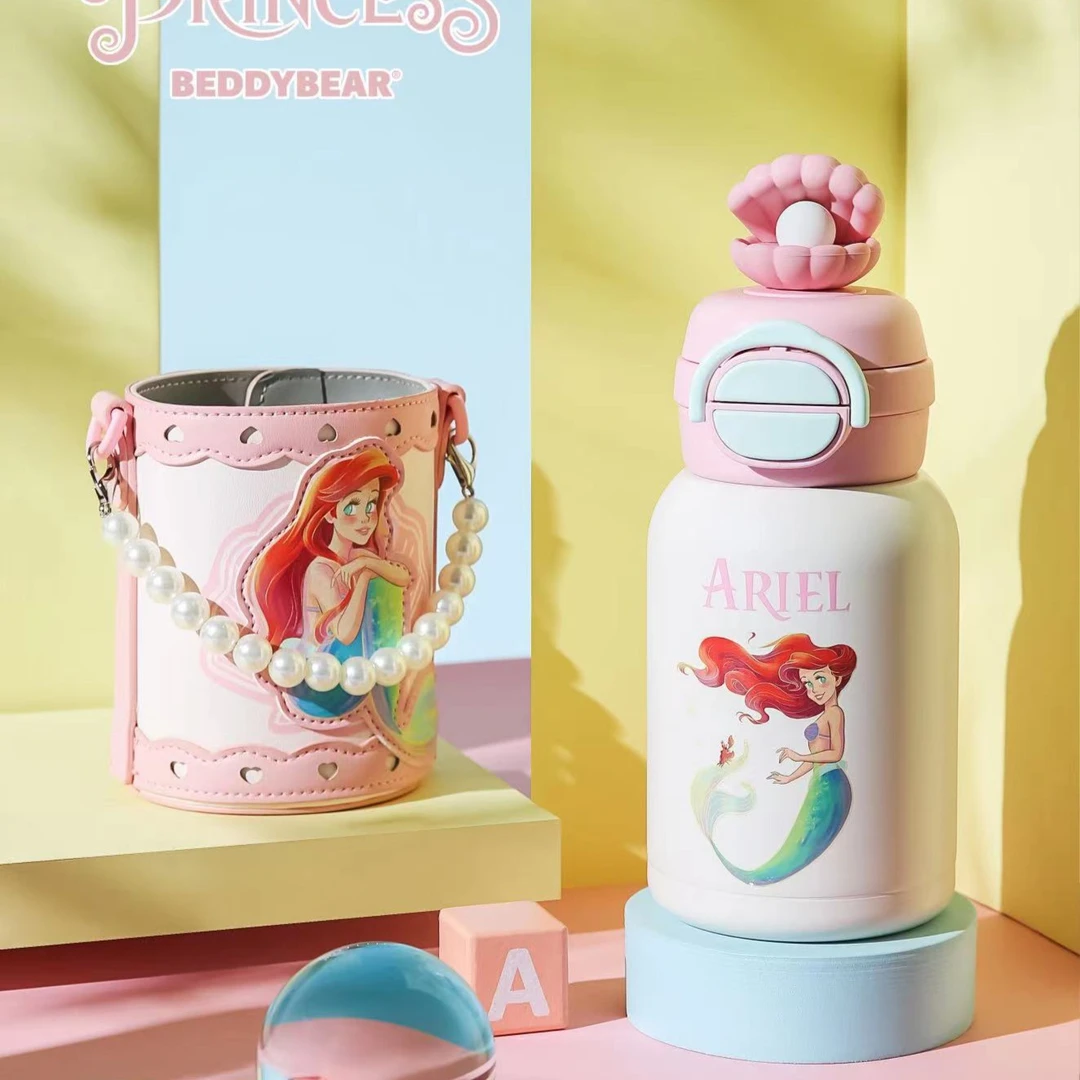 杯具熊600ml美人鱼双饮保温杯可爱创意杯