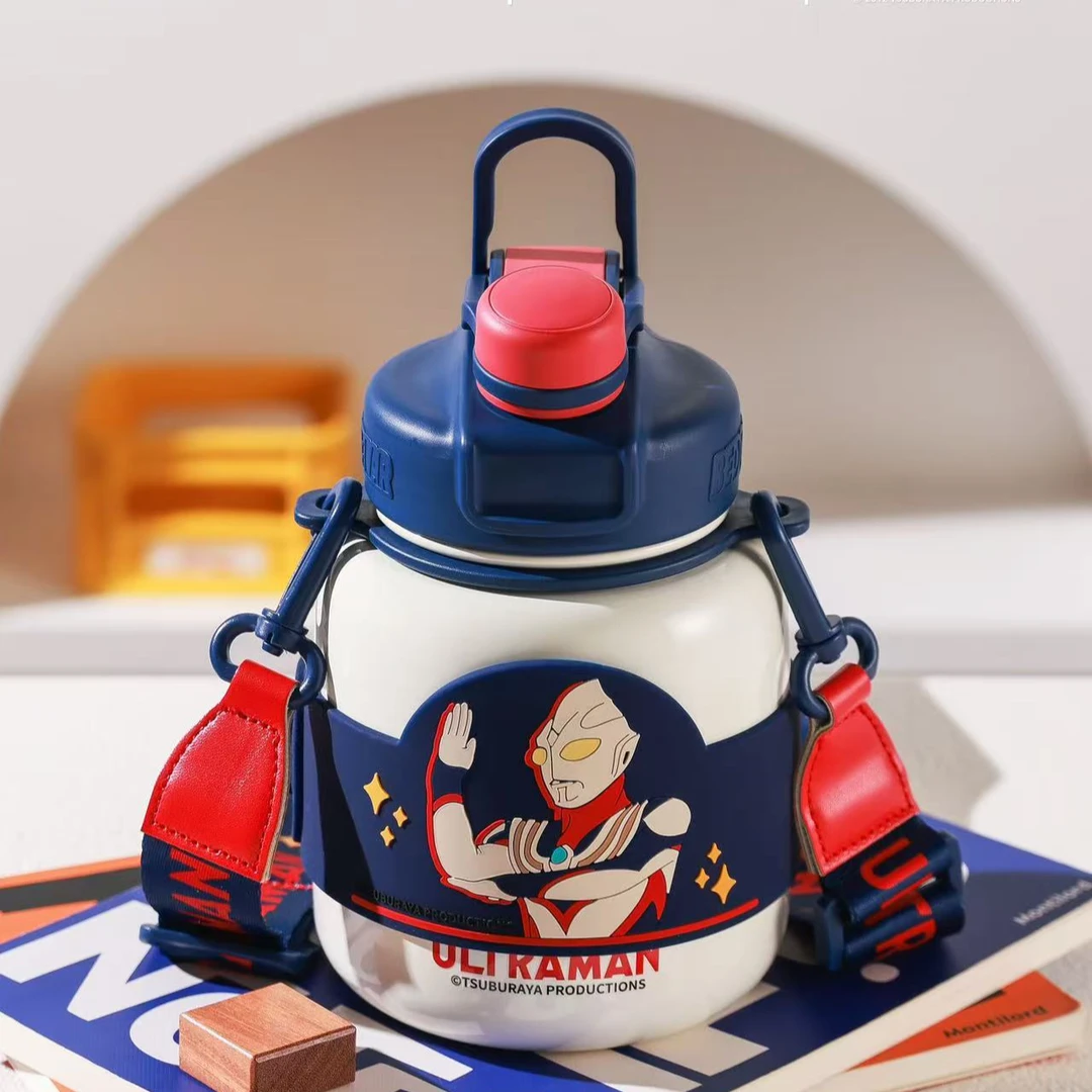 杯具熊950ml迪迦奥特曼保温杯儿童转转桶学生成人双饮盖316内胆