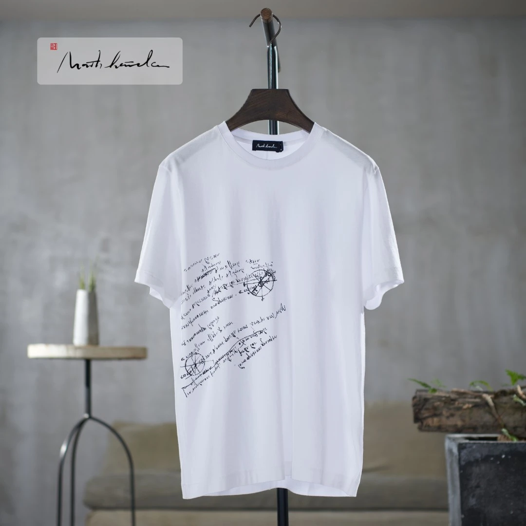 【北纬三十度】设计师品牌男装夏季达芬奇手稿印花短袖衬衫20815S