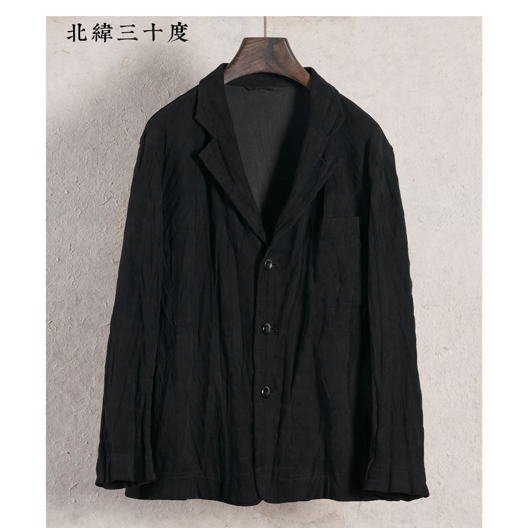 北纬三十度原创设计师品牌男士春季时尚麂皮绒商务休闲百搭西服